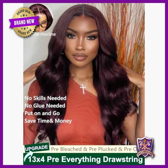 Loose Wave Human Hair Glueless Wig 18 Inch with Bangs Ready to Wear